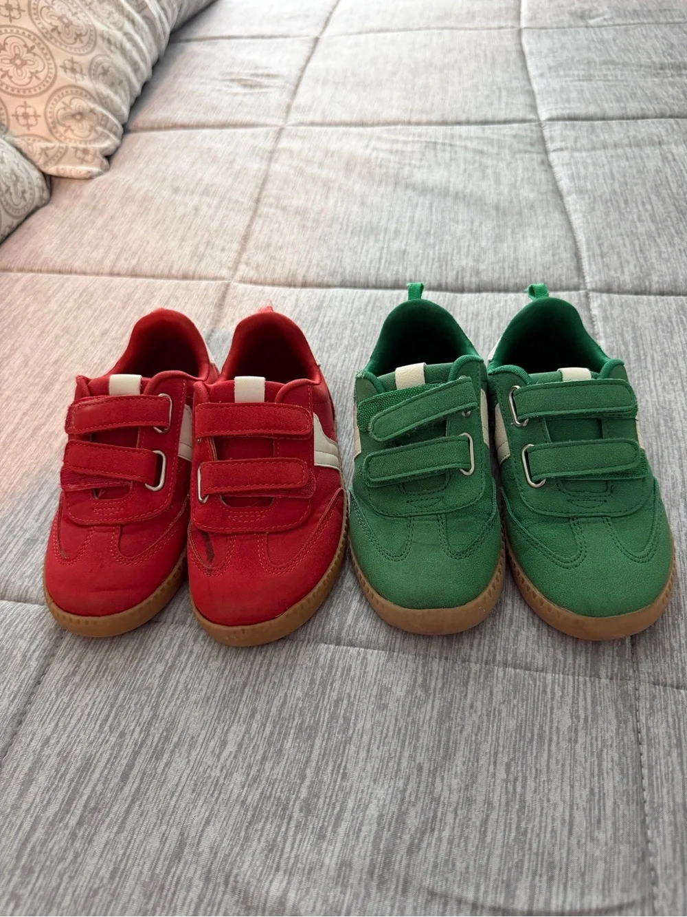 Wonder Nation Red and Green Velcro Sneakers - Casual Everyday Shoes